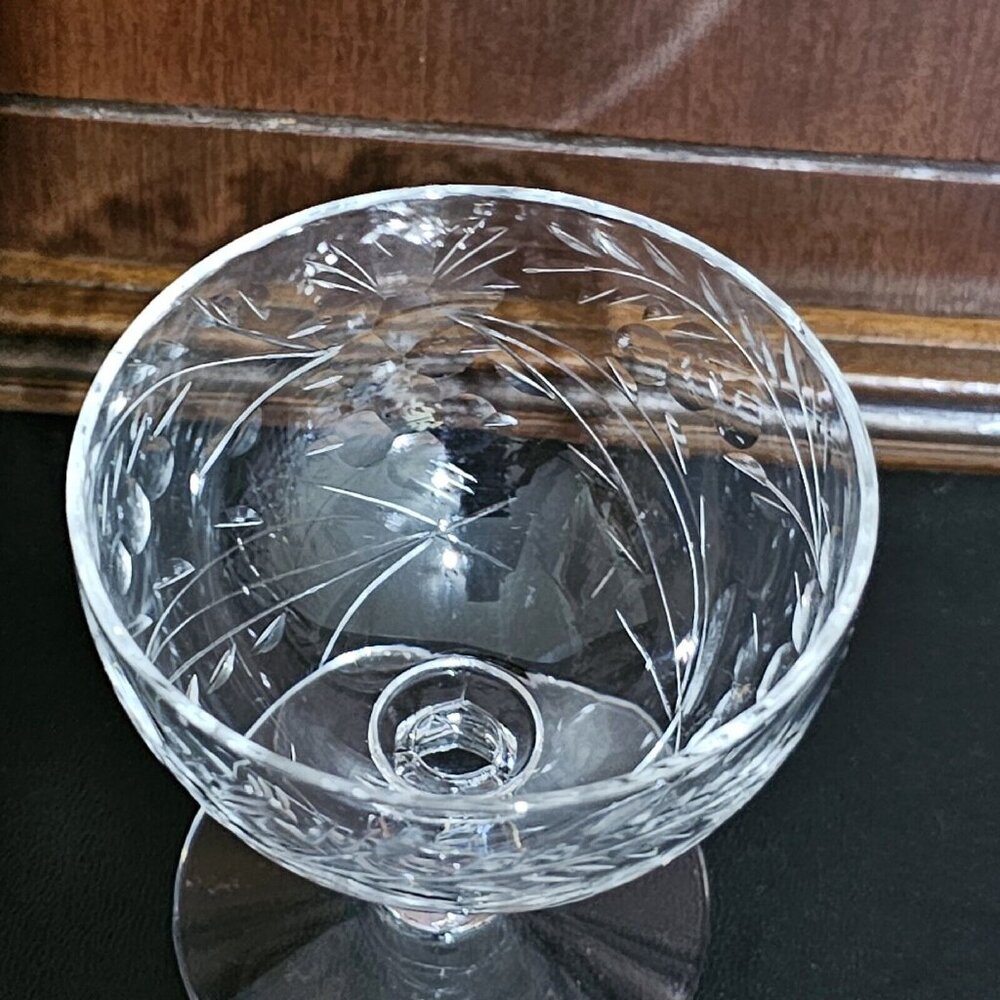 Cambridge Montrose Champagne Sherbet Glass stemware 3" short stem 4oz botanicals - Picture 5 of 12